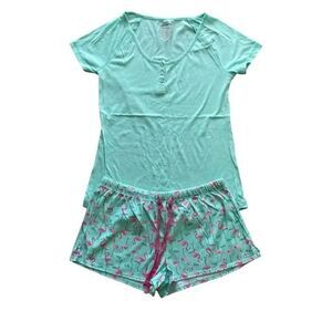 Joe Boxer Two Set Short Sleeves  Short Bottoms Novelty Flamingo Print M # 1750